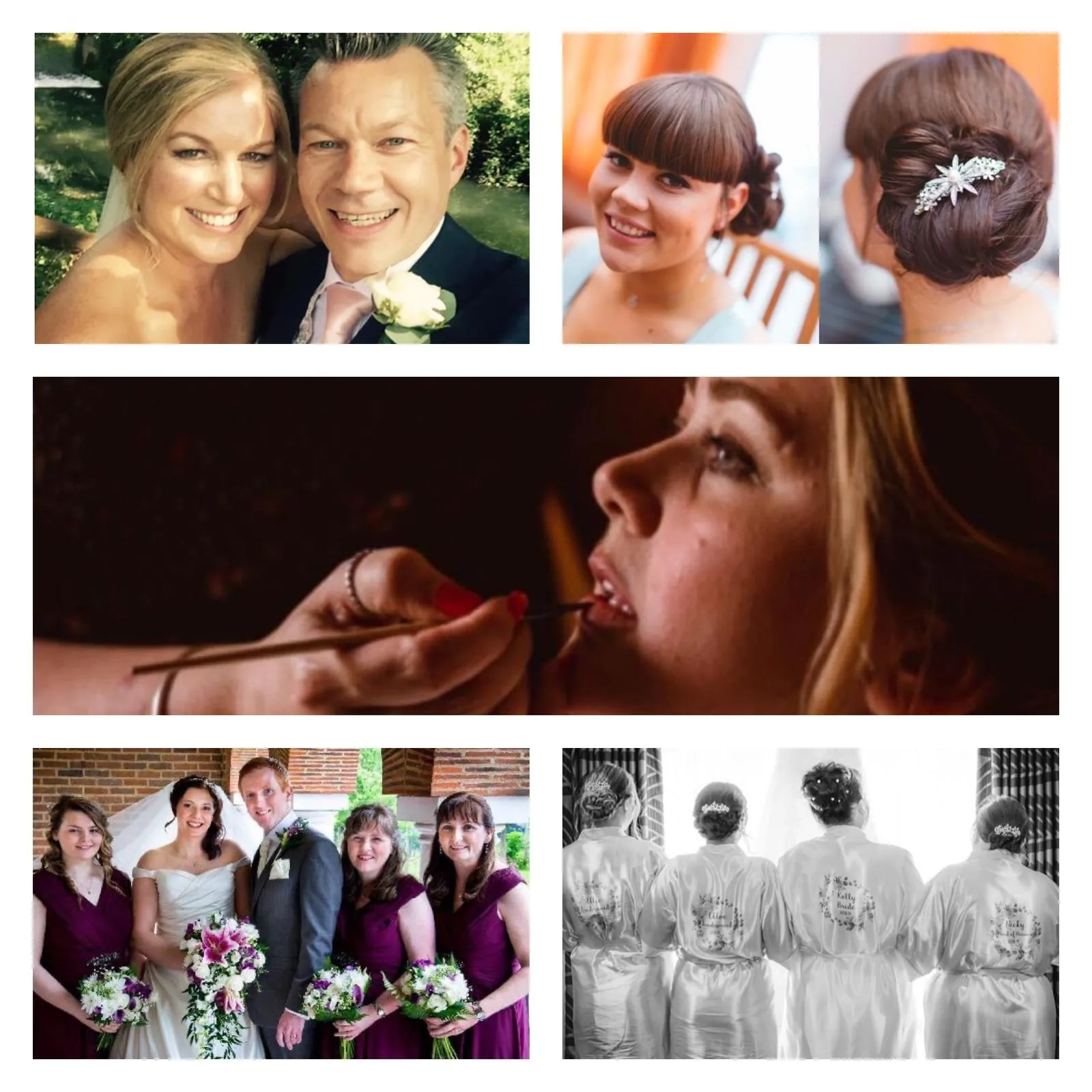 A collage of brides, bridal parties and makeup by Gini over 25 years